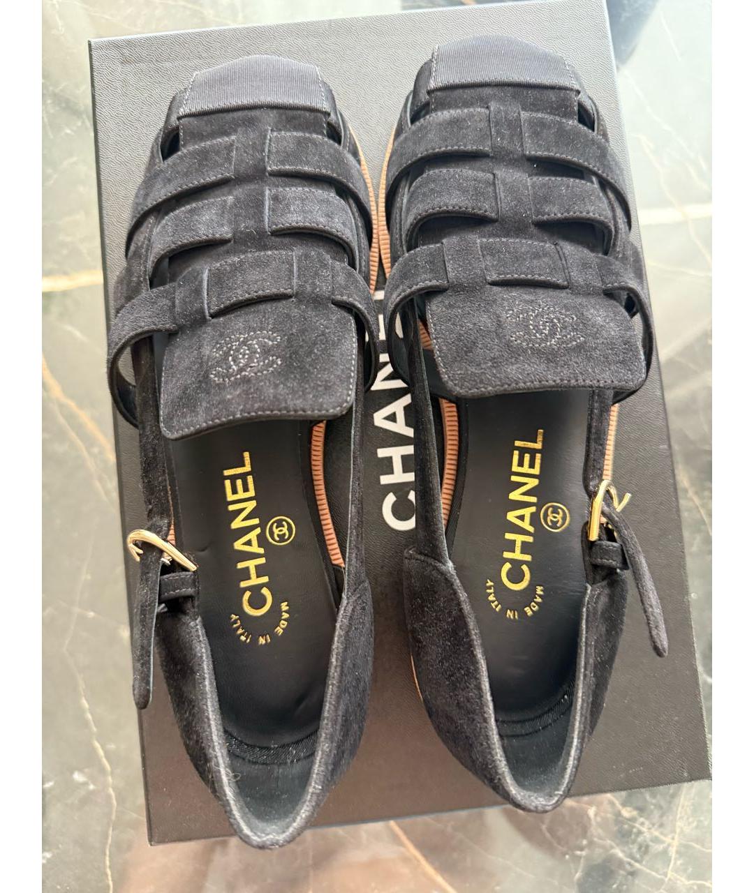 CHANEL Черные замшевые сандалии, фото 7