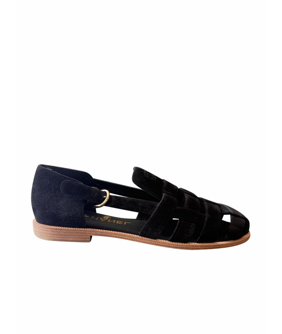 CHANEL Черные замшевые сандалии, фото 1