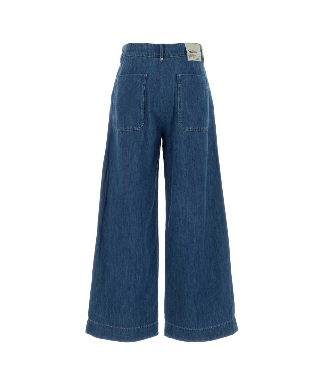 'S MAX MARA Синие хлопко-леновые джинсы клеш, фото 2