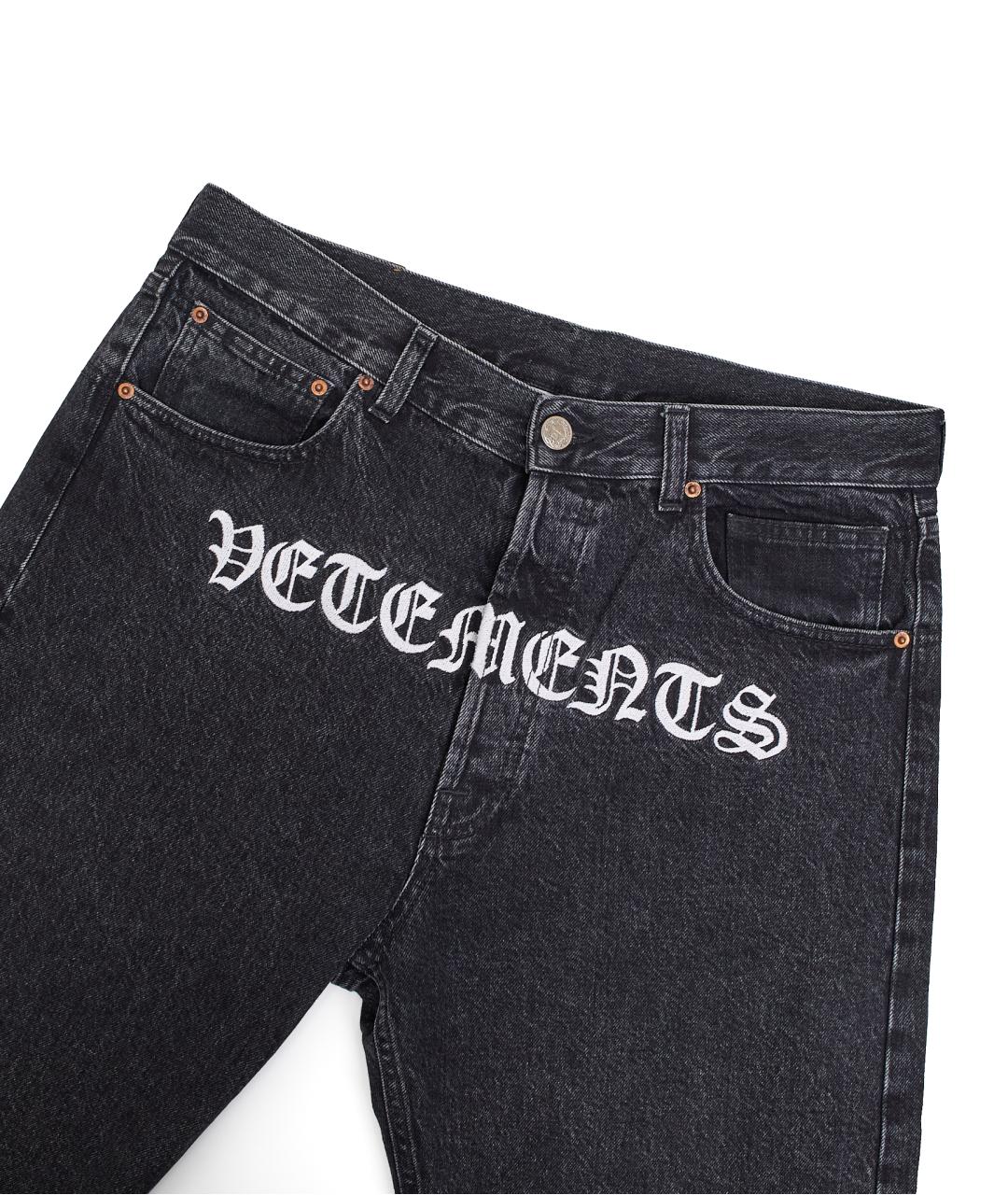 VETEMENTS Черные хлопковые прямые джинсы, фото 2