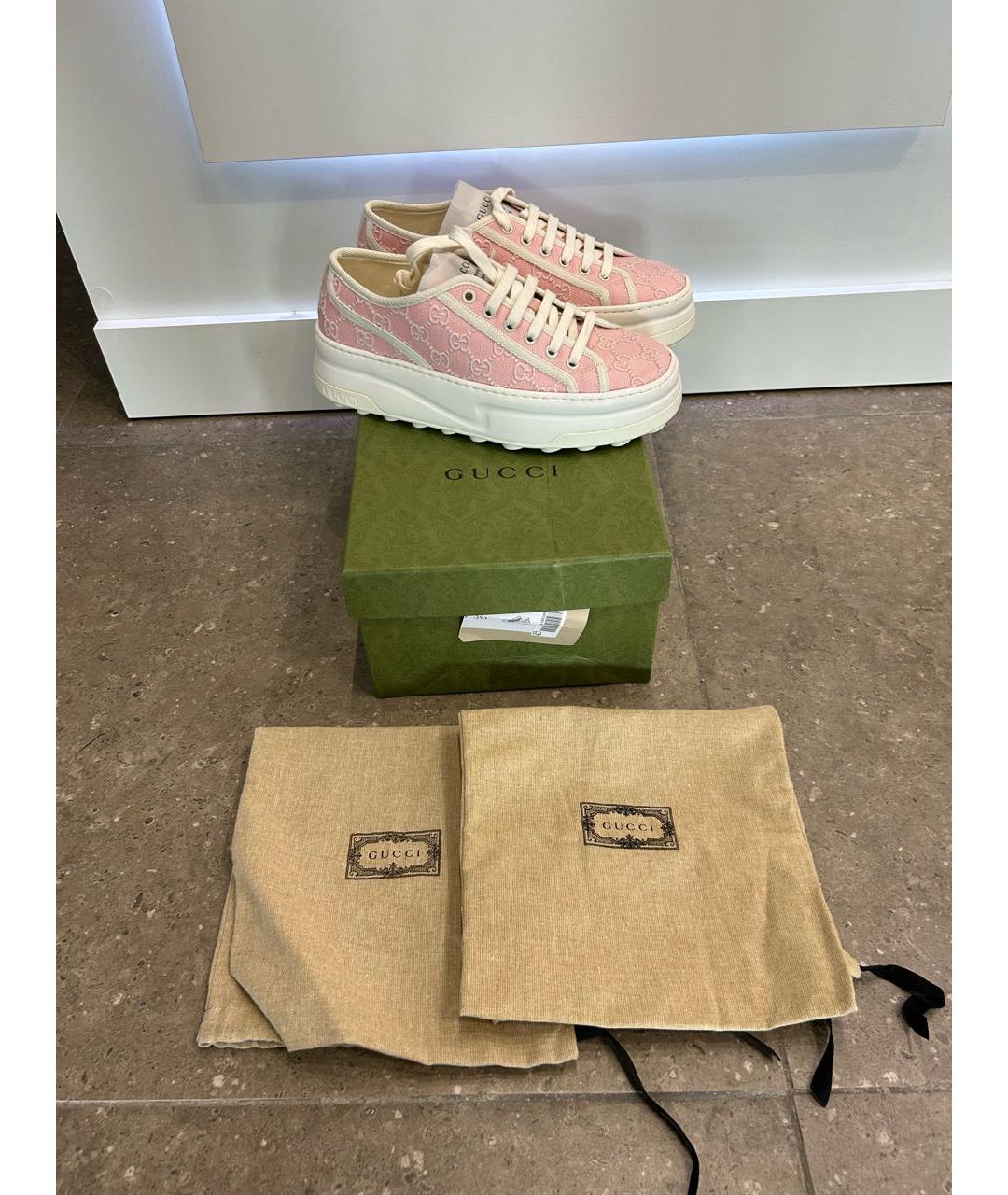 GUCCI Розовые текстильные кеды, фото 5