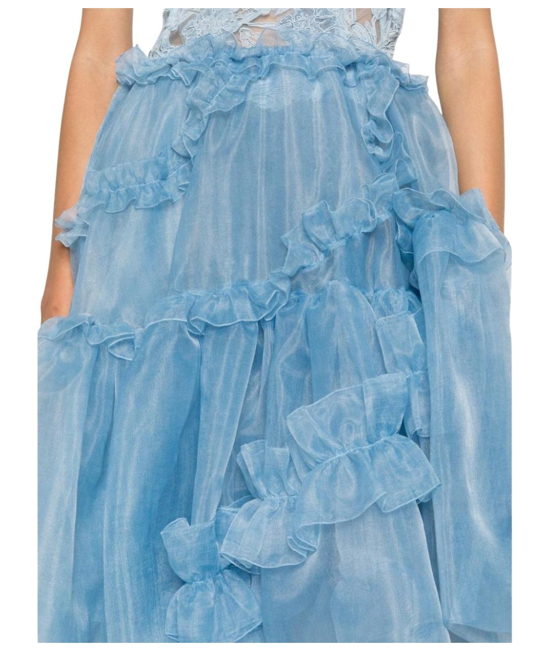 ERMANNO SCERVINO Синяя полиэстеровая юбка миди, фото 2