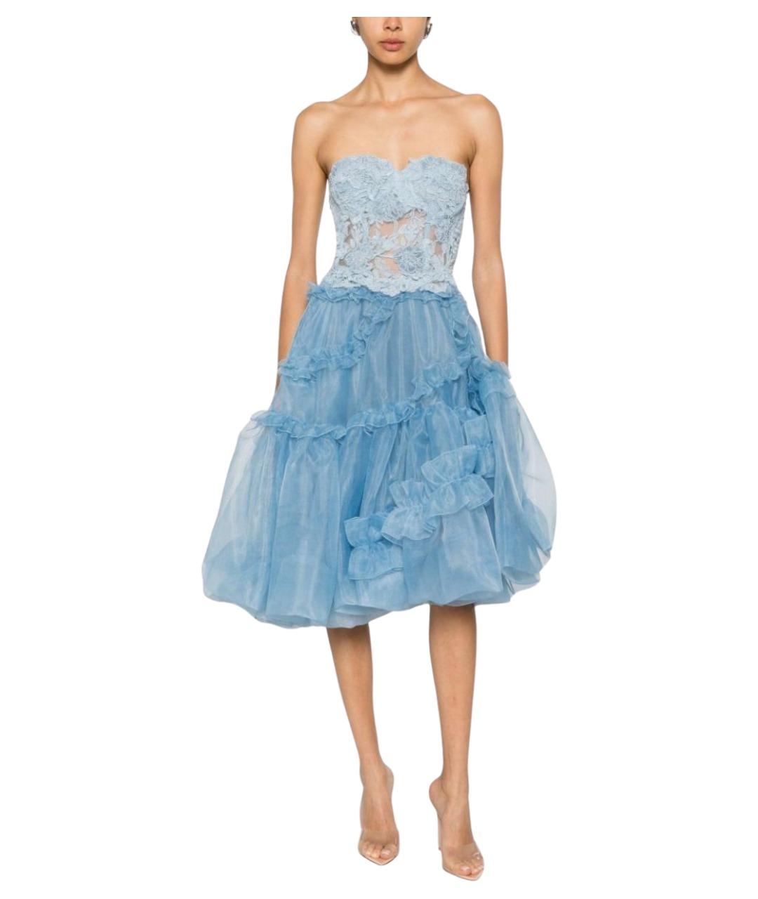 ERMANNO SCERVINO Синяя полиэстеровая юбка миди, фото 3