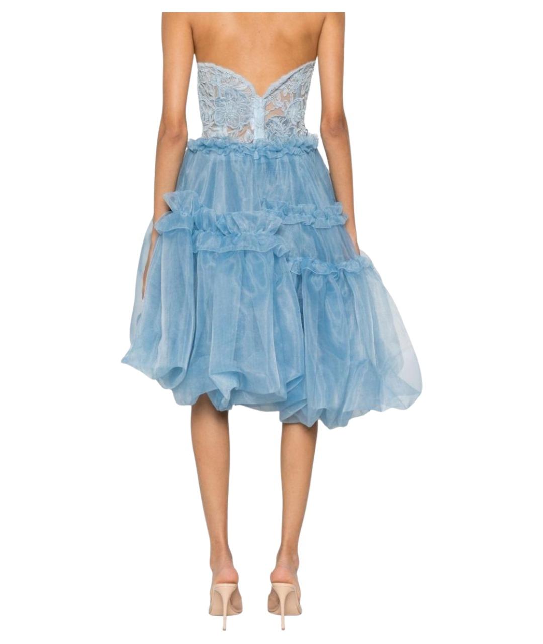 ERMANNO SCERVINO Синяя полиэстеровая юбка миди, фото 4