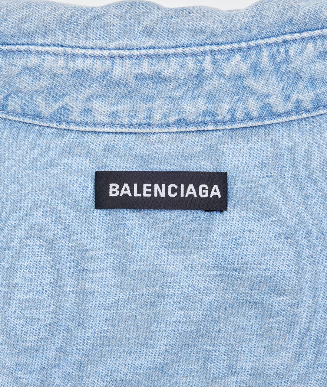 BALENCIAGA Голубая хлопковая кэжуал рубашка, фото 3