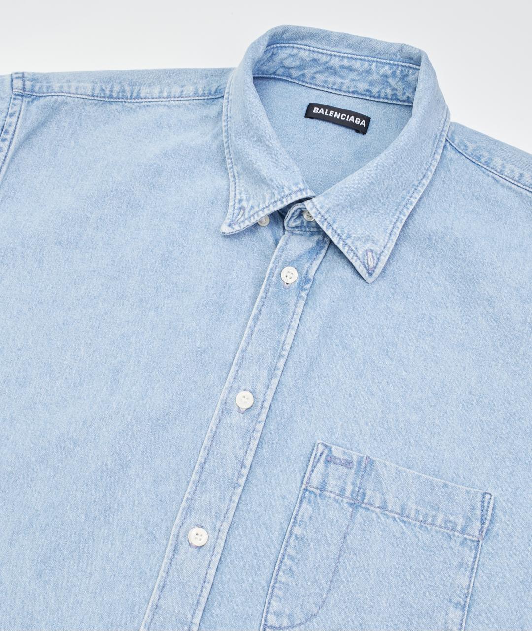 BALENCIAGA Голубая хлопковая кэжуал рубашка, фото 5