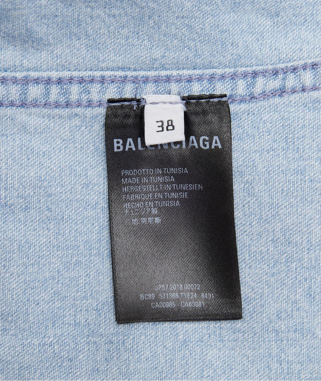 BALENCIAGA Голубая хлопковая кэжуал рубашка, фото 4