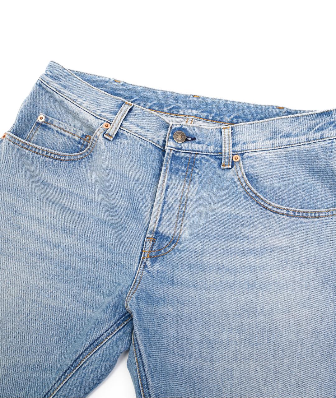 GUCCI Голубые хлопковые прямые джинсы, фото 2