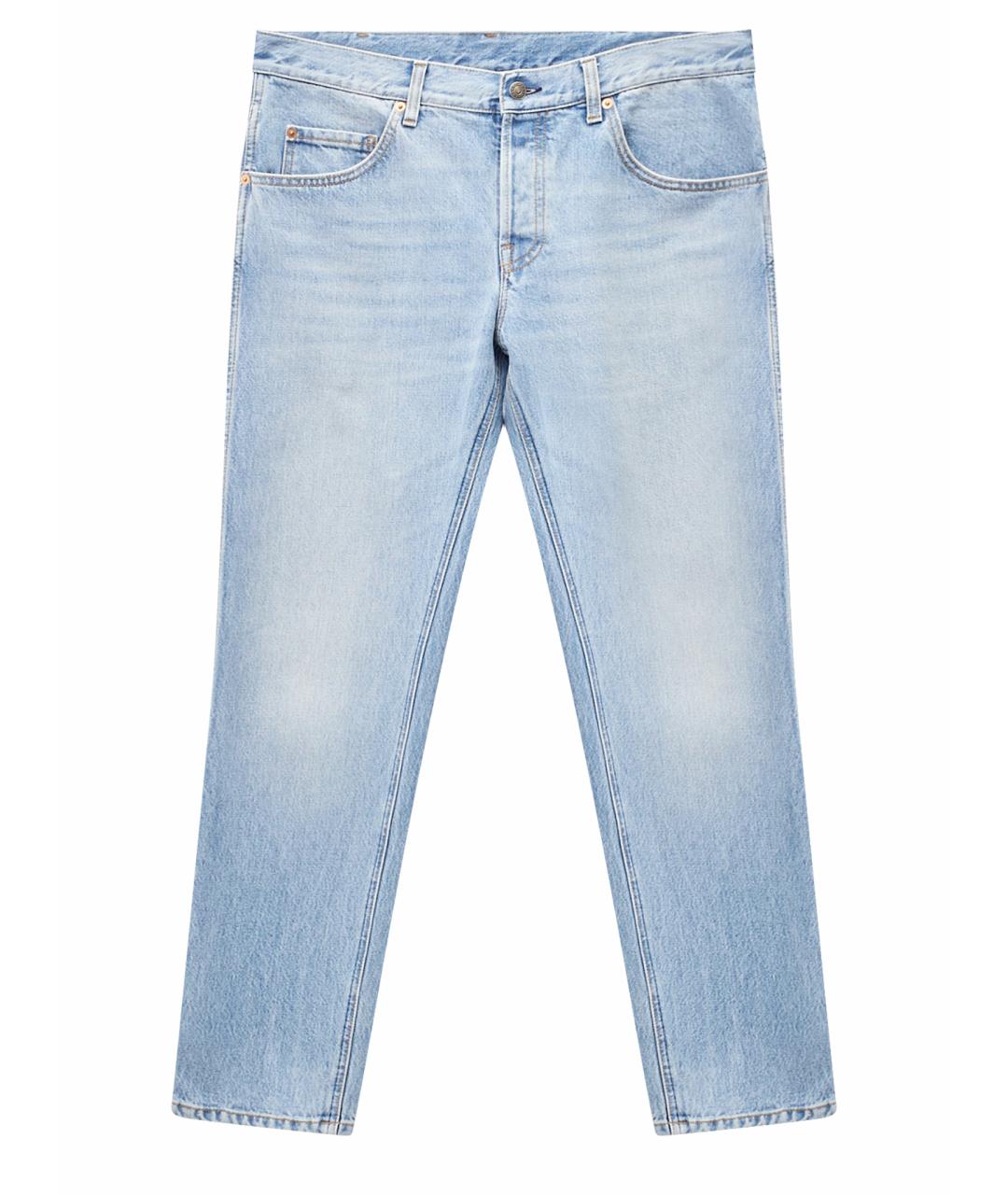 GUCCI Голубые хлопковые прямые джинсы, фото 1