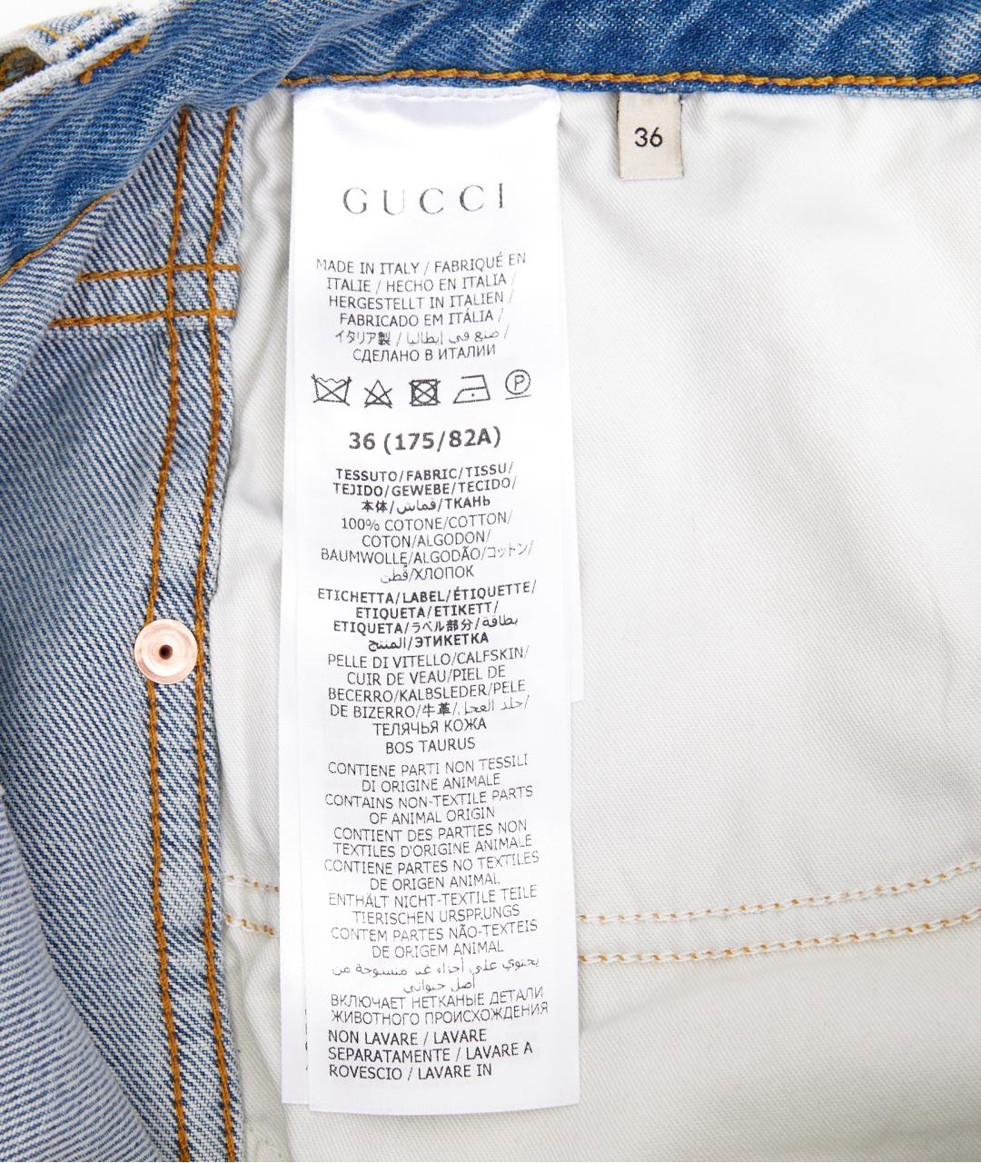 GUCCI Голубые хлопковые прямые джинсы, фото 4