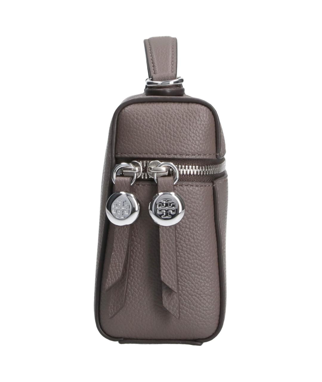 TORY BURCH Серая кожаная сумка с короткими ручками, фото 5