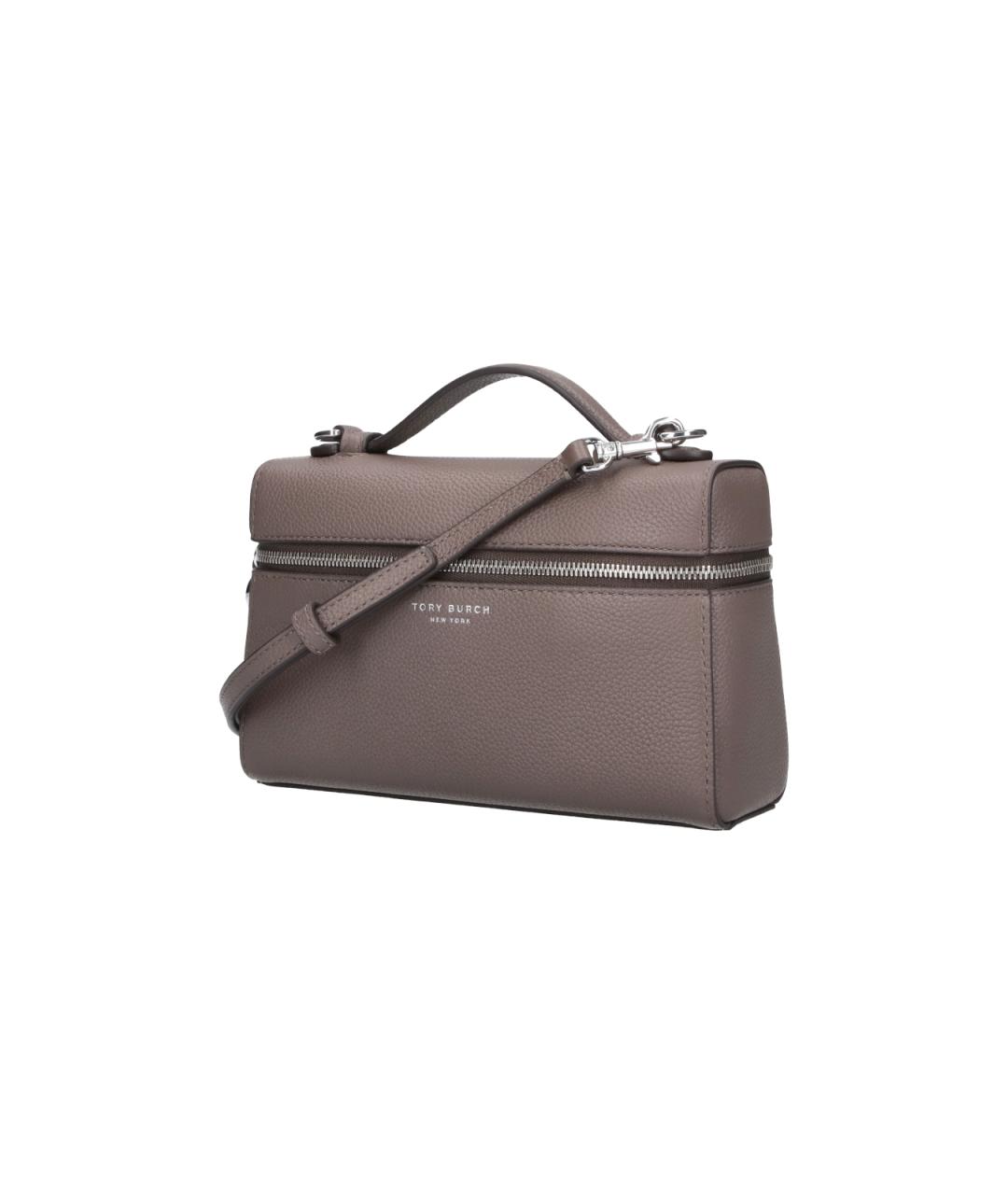 TORY BURCH Серая кожаная сумка с короткими ручками, фото 2