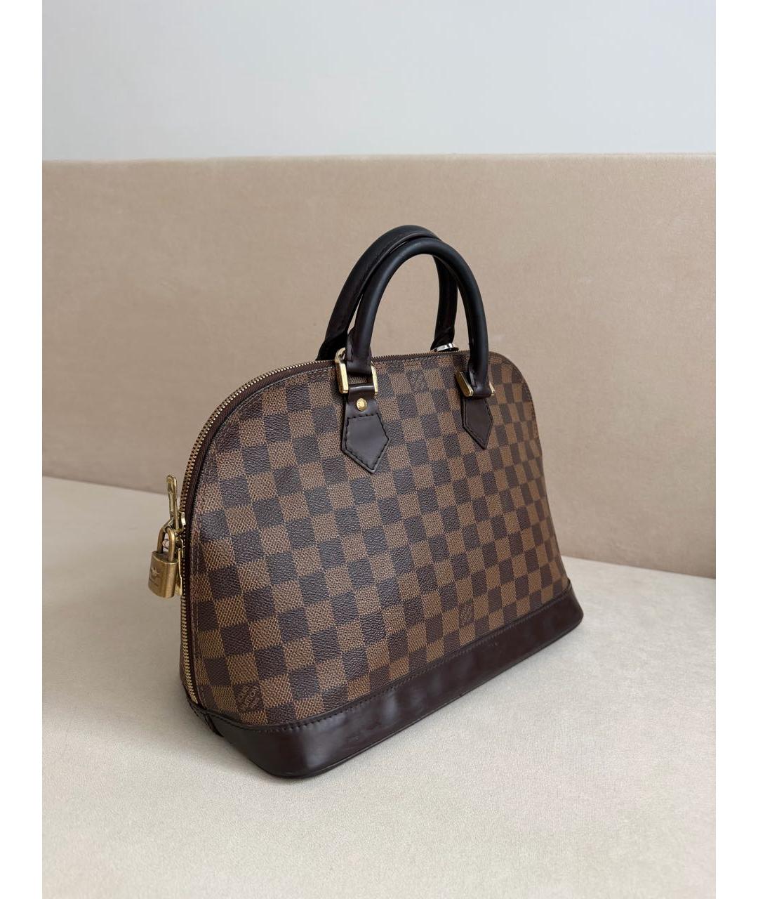 LOUIS VUITTON Коричневая кожаная сумка с короткими ручками, фото 2