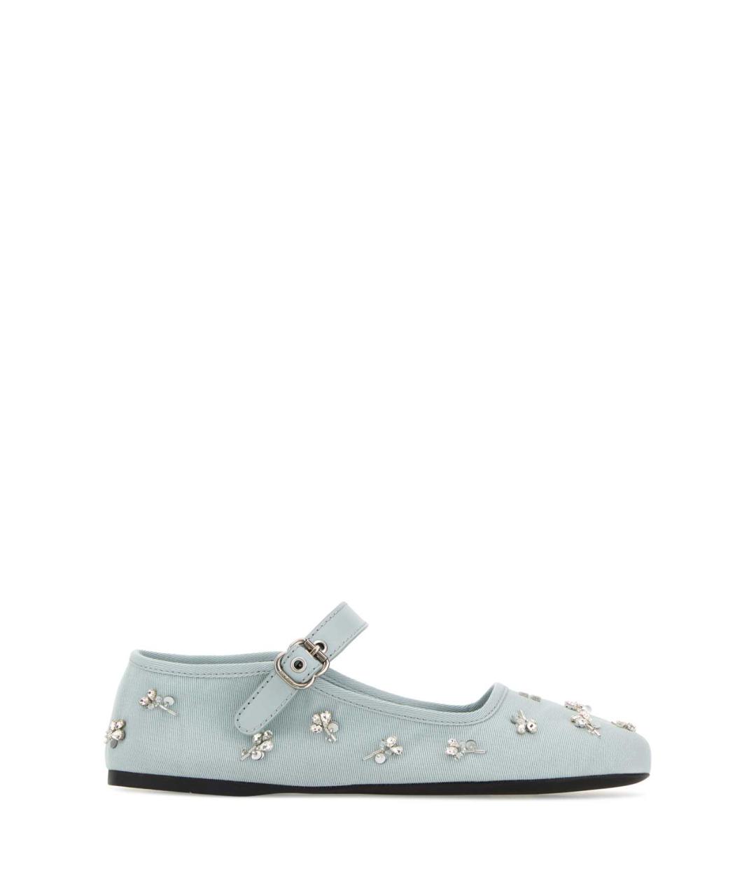 MIU MIU Голубые текстильные балетки, фото 1
