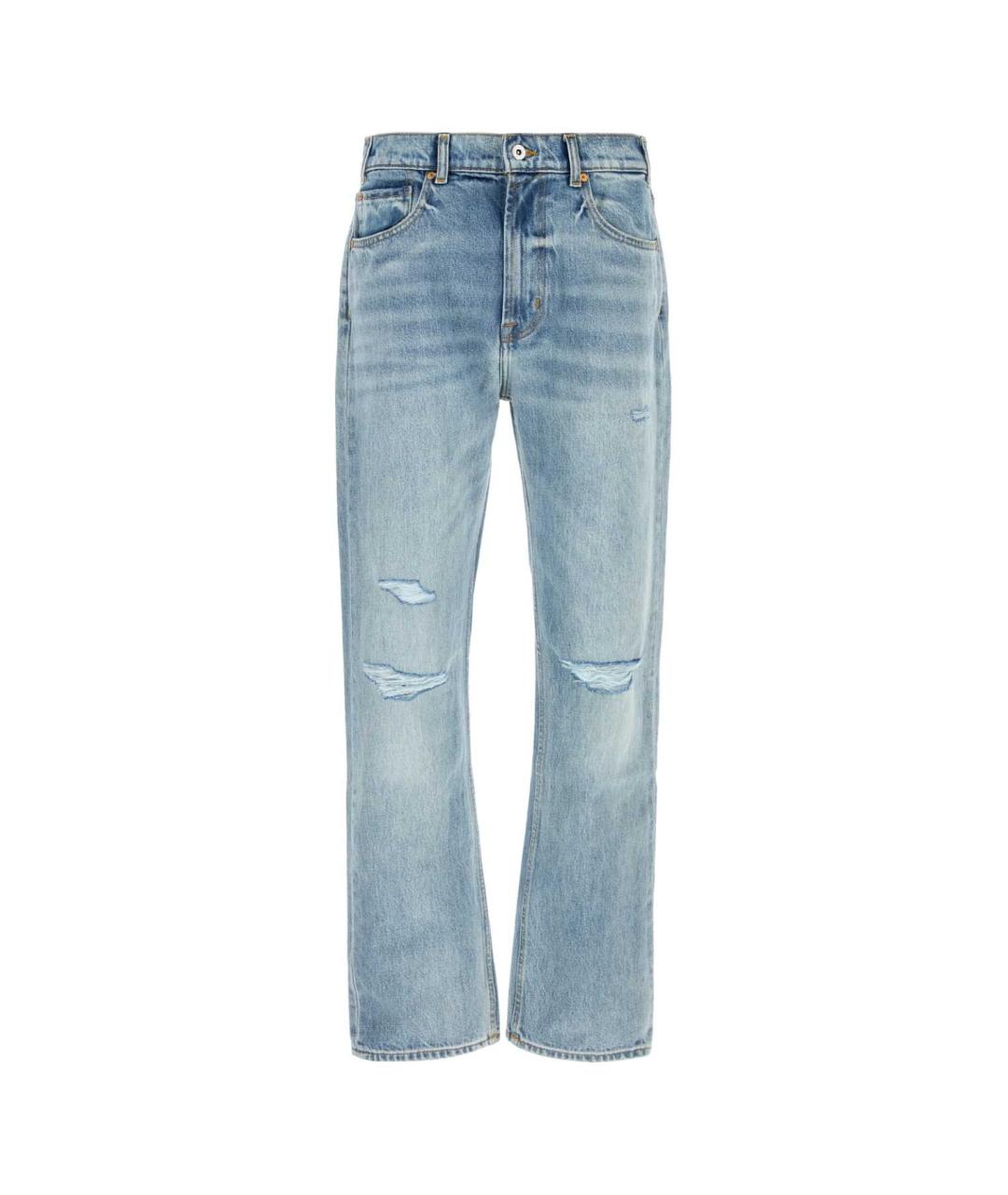 7 FOR ALL MANKIND Голубые хлопковые прямые джинсы, фото 1