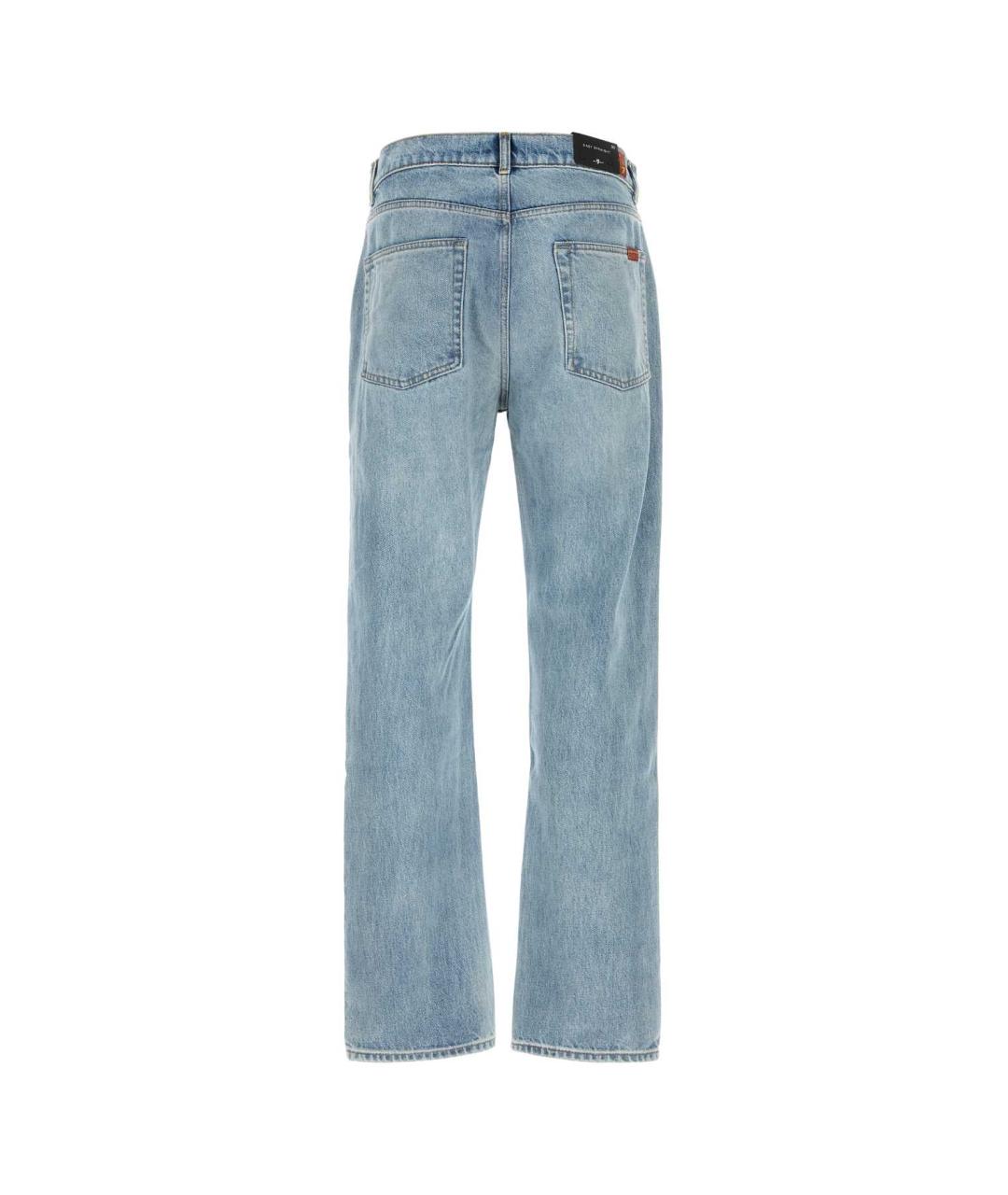 7 FOR ALL MANKIND Голубые хлопковые прямые джинсы, фото 2