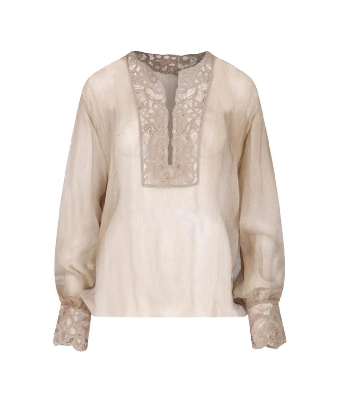 ERMANNO SCERVINO Коричневая шелковая рубашка, фото 1