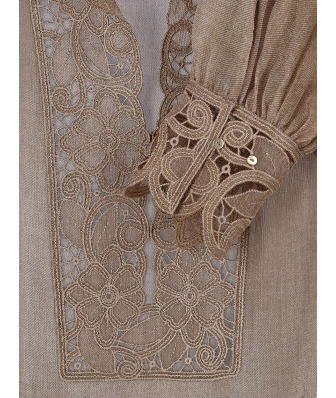 ERMANNO SCERVINO Коричневая шелковая рубашка, фото 3