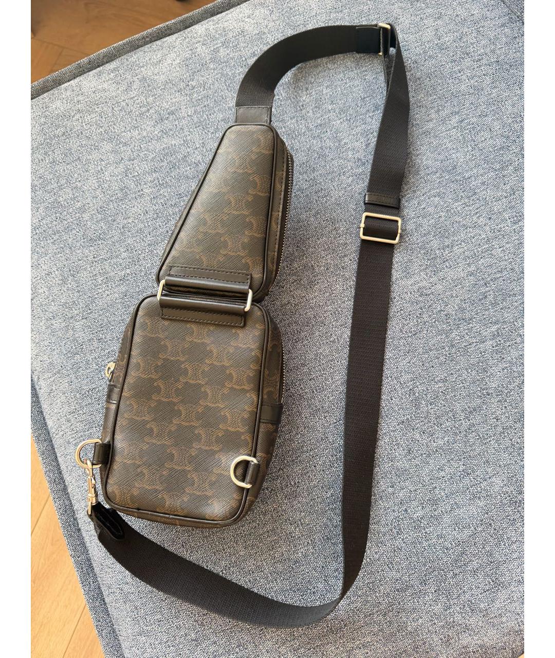 CELINE Коричневая кожаная сумка на плечо, фото 7