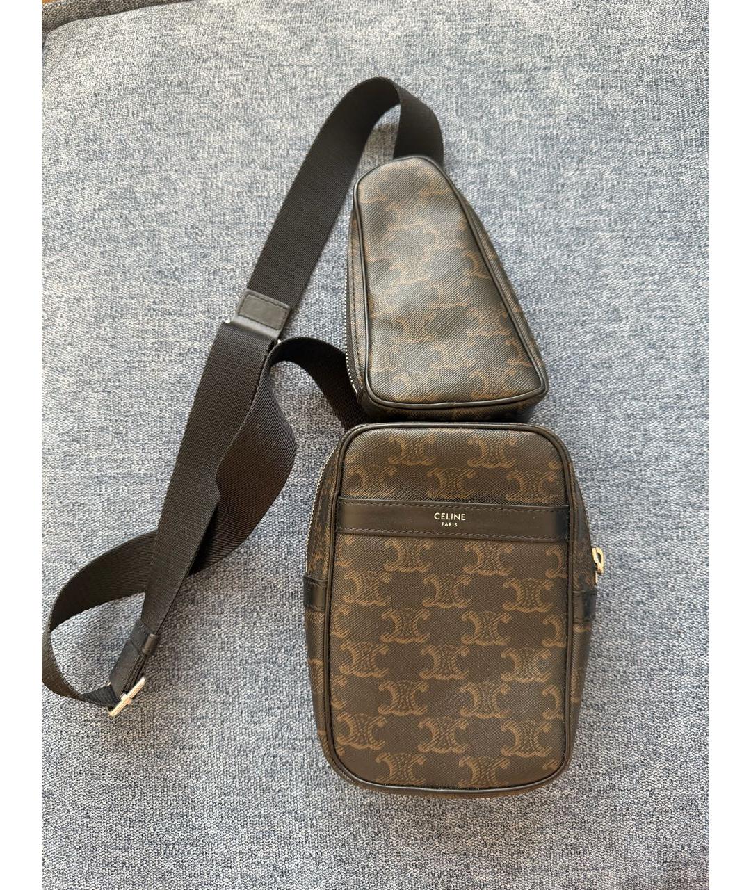 CELINE Коричневая кожаная сумка на плечо, фото 9