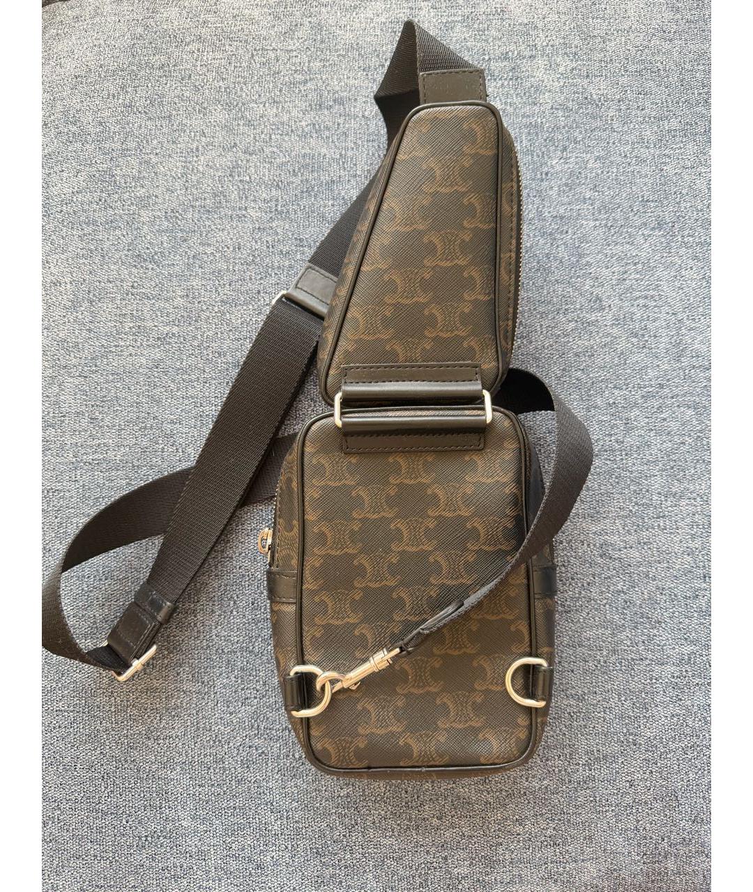 CELINE Коричневая кожаная сумка на плечо, фото 3