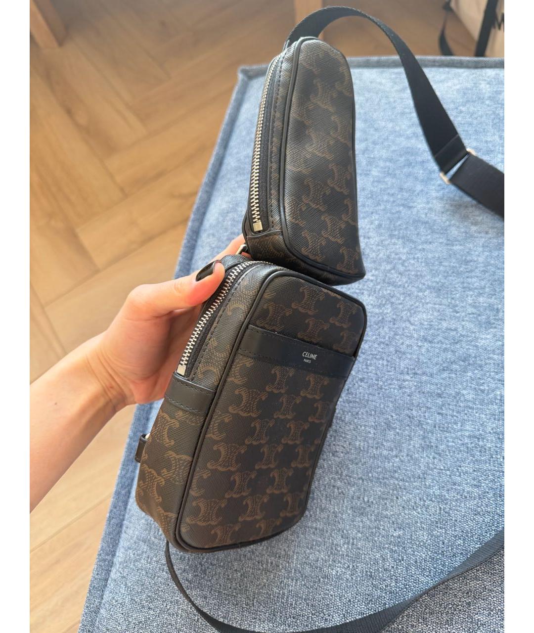 CELINE Коричневая кожаная сумка на плечо, фото 2