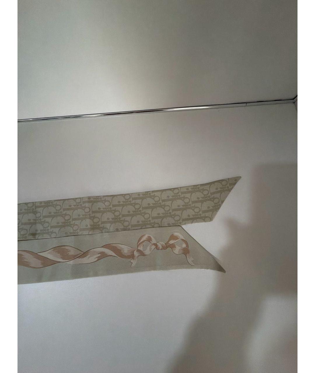 CHRISTIAN DIOR Бежевый шелковый шарф, фото 2