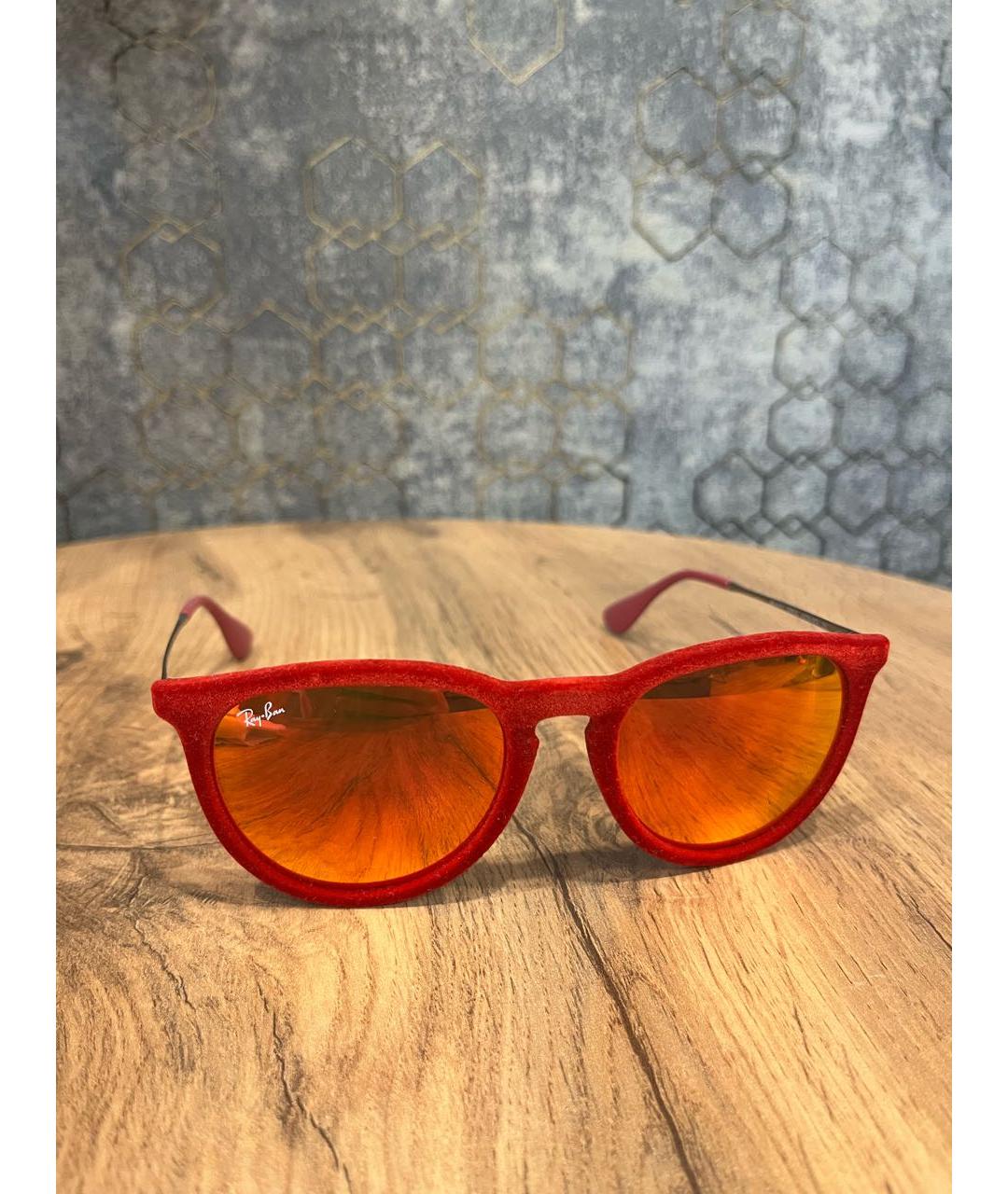 RAY BAN Красные пластиковые солнцезащитные очки, фото 7