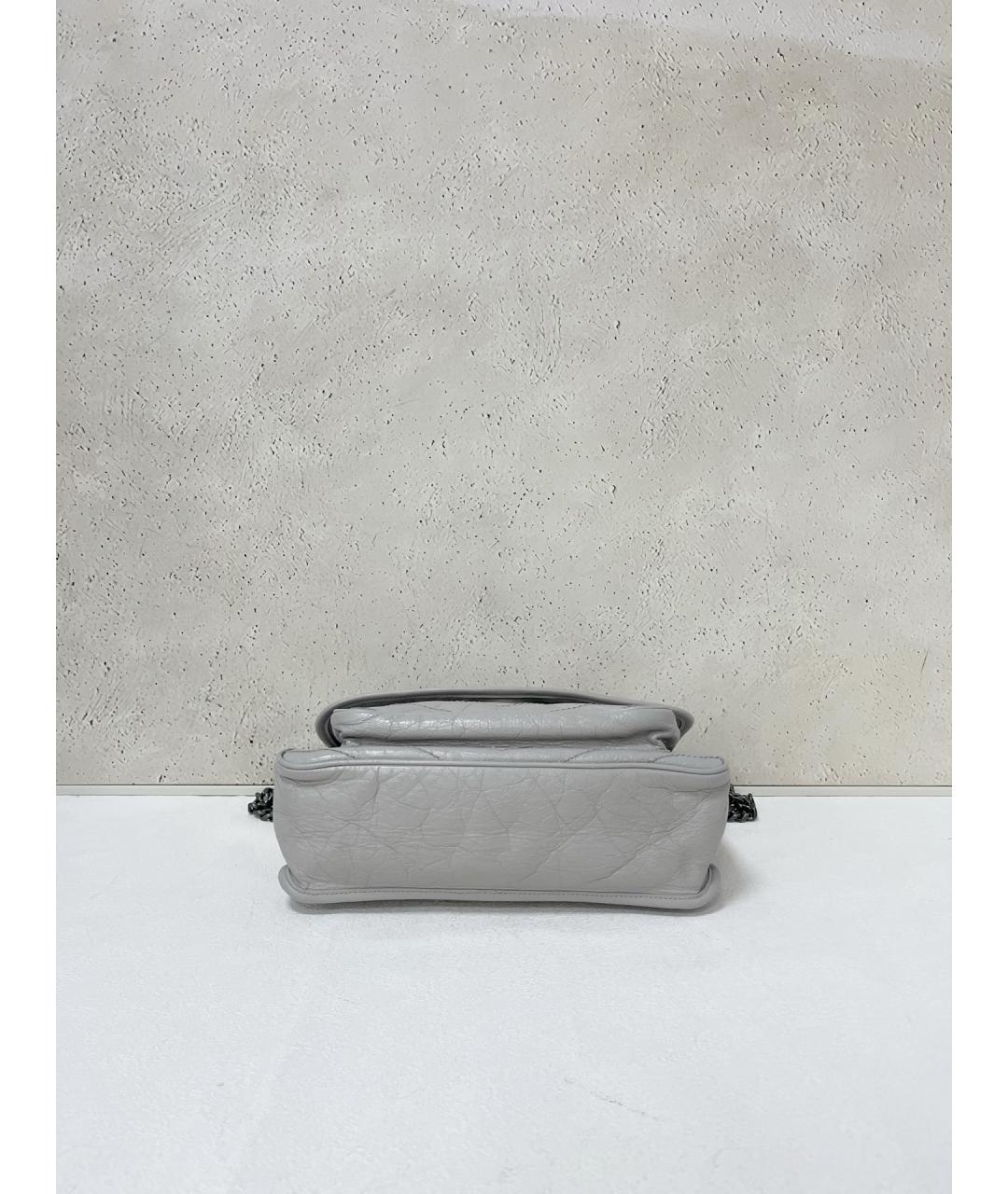 SAINT LAURENT Серая кожаная сумка через плечо, фото 4