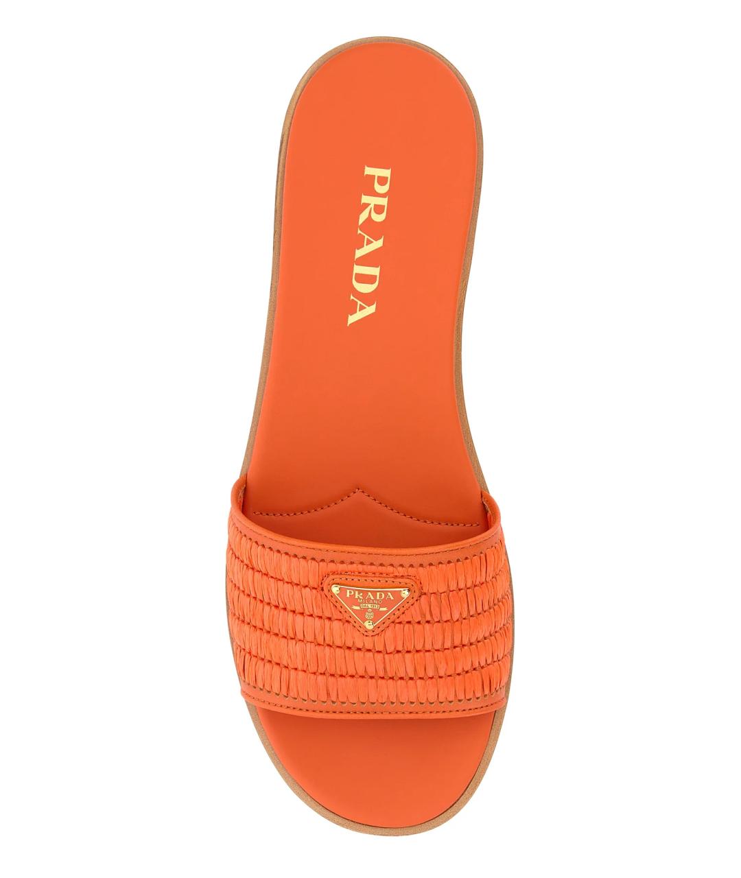 PRADA Оранжевое кожаные сандалии, фото 4