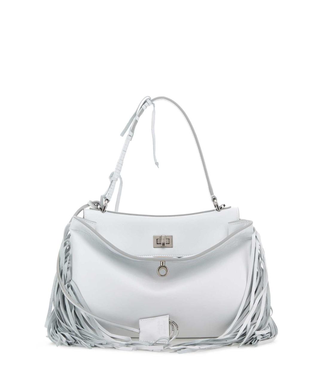 BALENCIAGA Белая кожаная сумка с короткими ручками, фото 1
