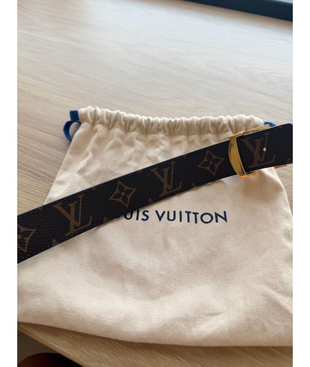 LOUIS VUITTON Коричневый кожаный ремень, фото 3