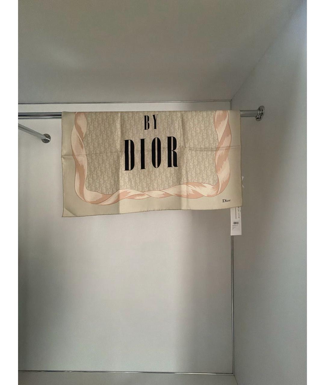 CHRISTIAN DIOR Бежевый шелковый платок, фото 4