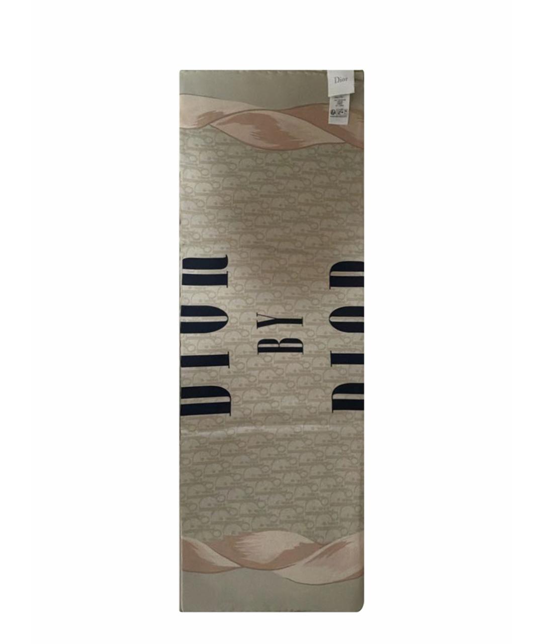 CHRISTIAN DIOR Бежевый шелковый платок, фото 1