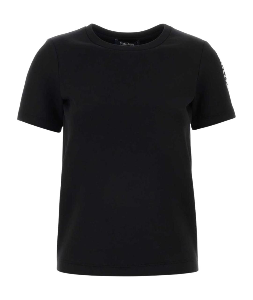'S MAX MARA Черная хлопко-эластановая футболка, фото 1
