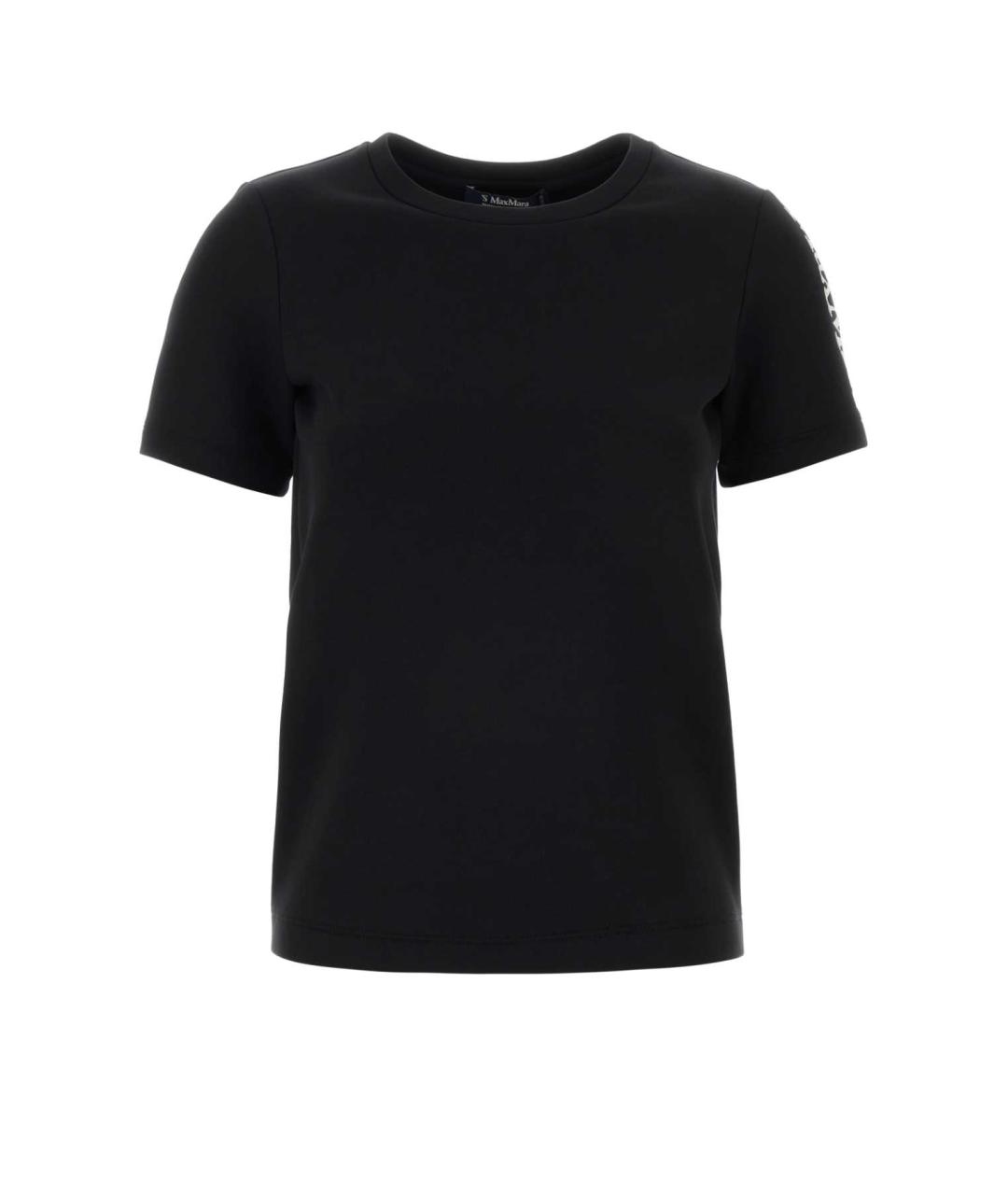 'S MAX MARA Черная хлопко-эластановая футболка, фото 3