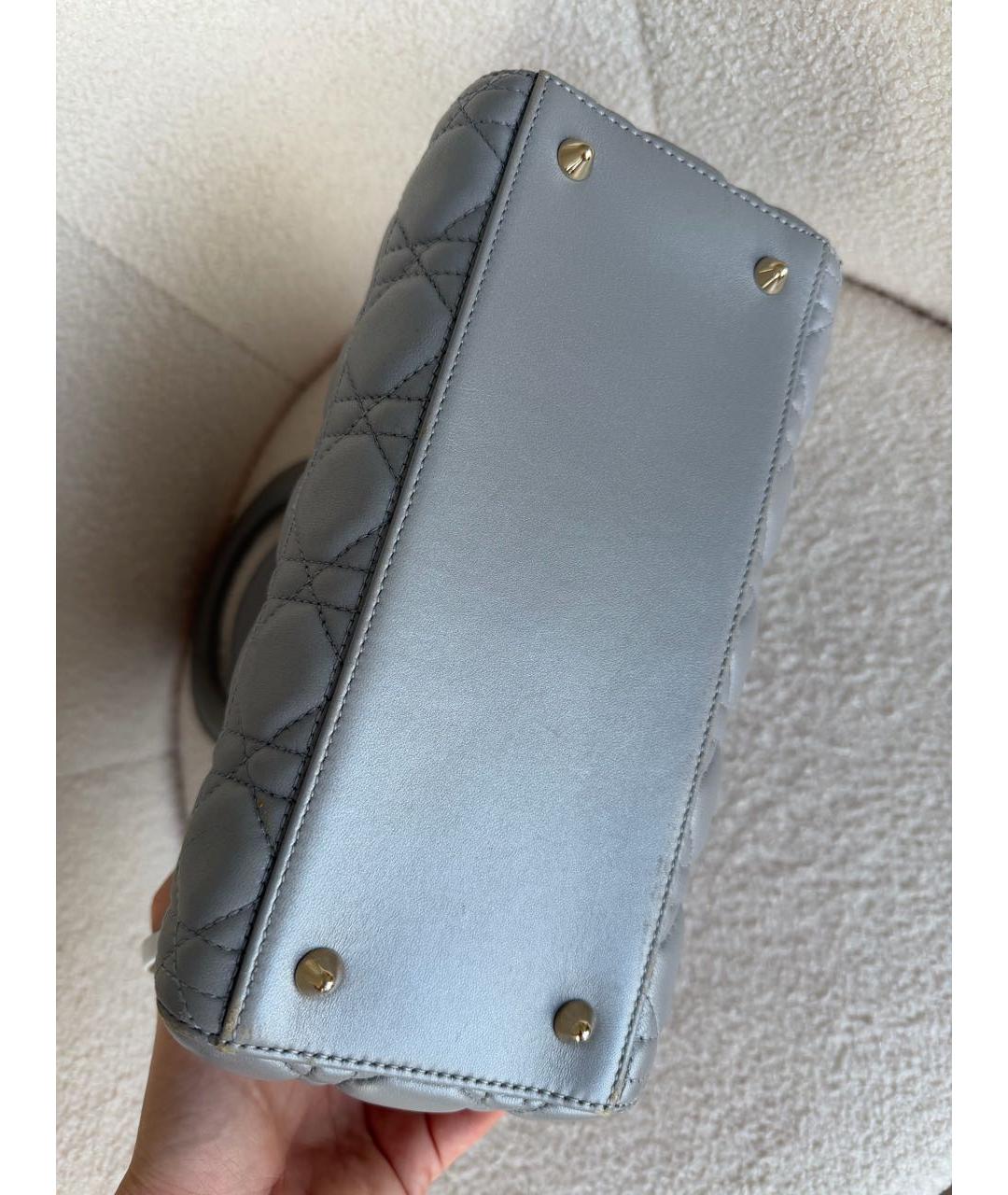 CHRISTIAN DIOR Серебряная кожаная сумка с короткими ручками, фото 4