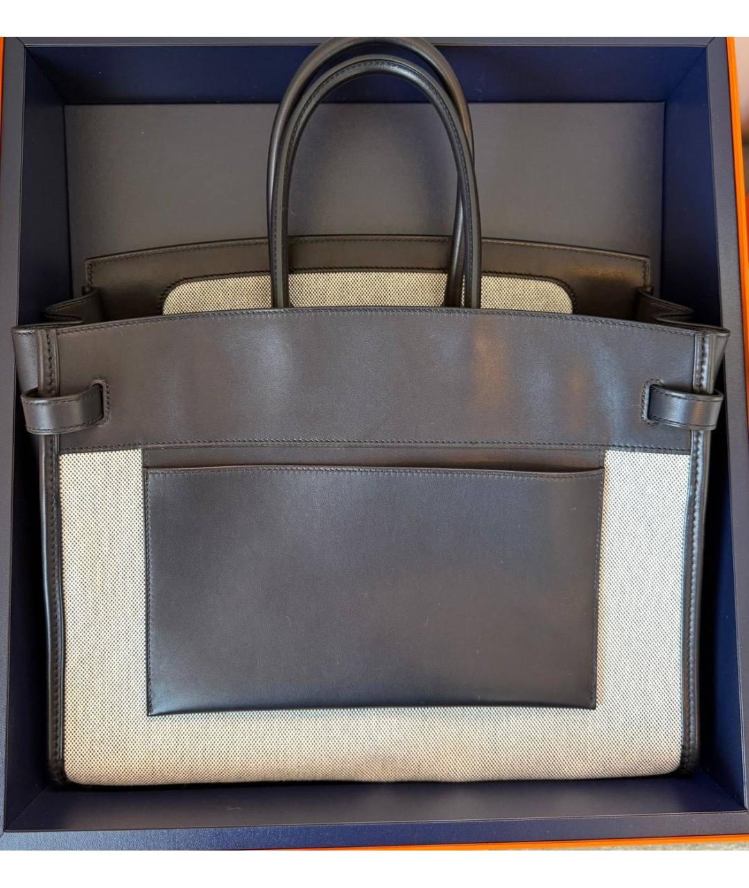 HERMES Черная кожаная сумка с короткими ручками, фото 3