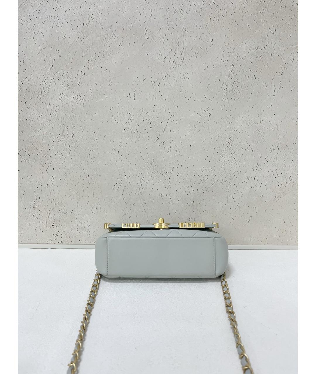 CHANEL Серая кожаная сумка через плечо, фото 5