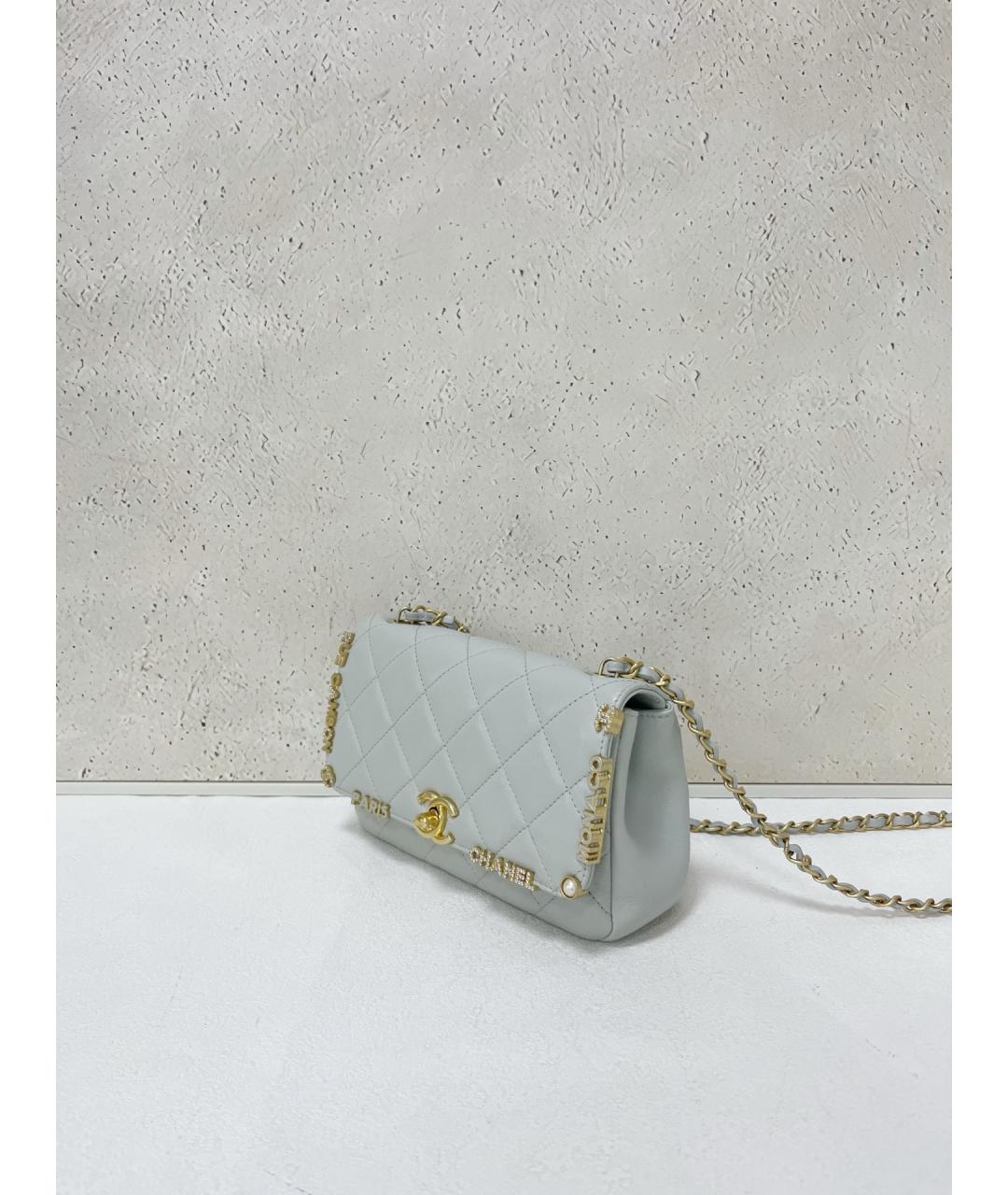 CHANEL Серая кожаная сумка через плечо, фото 3