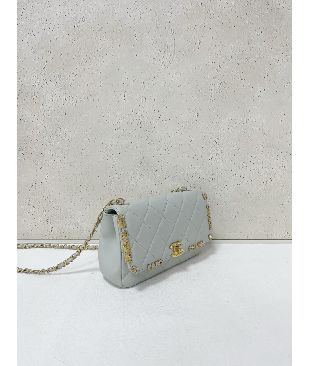 CHANEL Серая кожаная сумка через плечо, фото 4