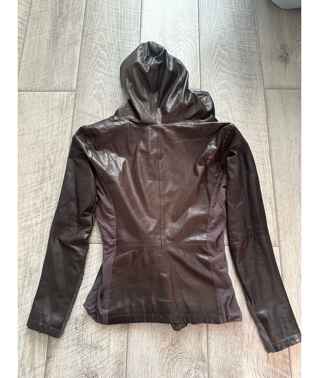 EMPORIO ARMANI Коричневая кожаная куртка, фото 2