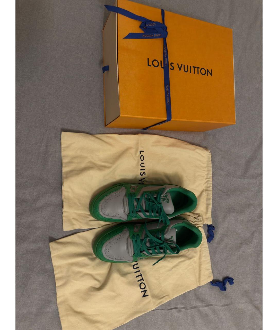 LOUIS VUITTON Серые кожаные низкие кроссовки / кеды, фото 5