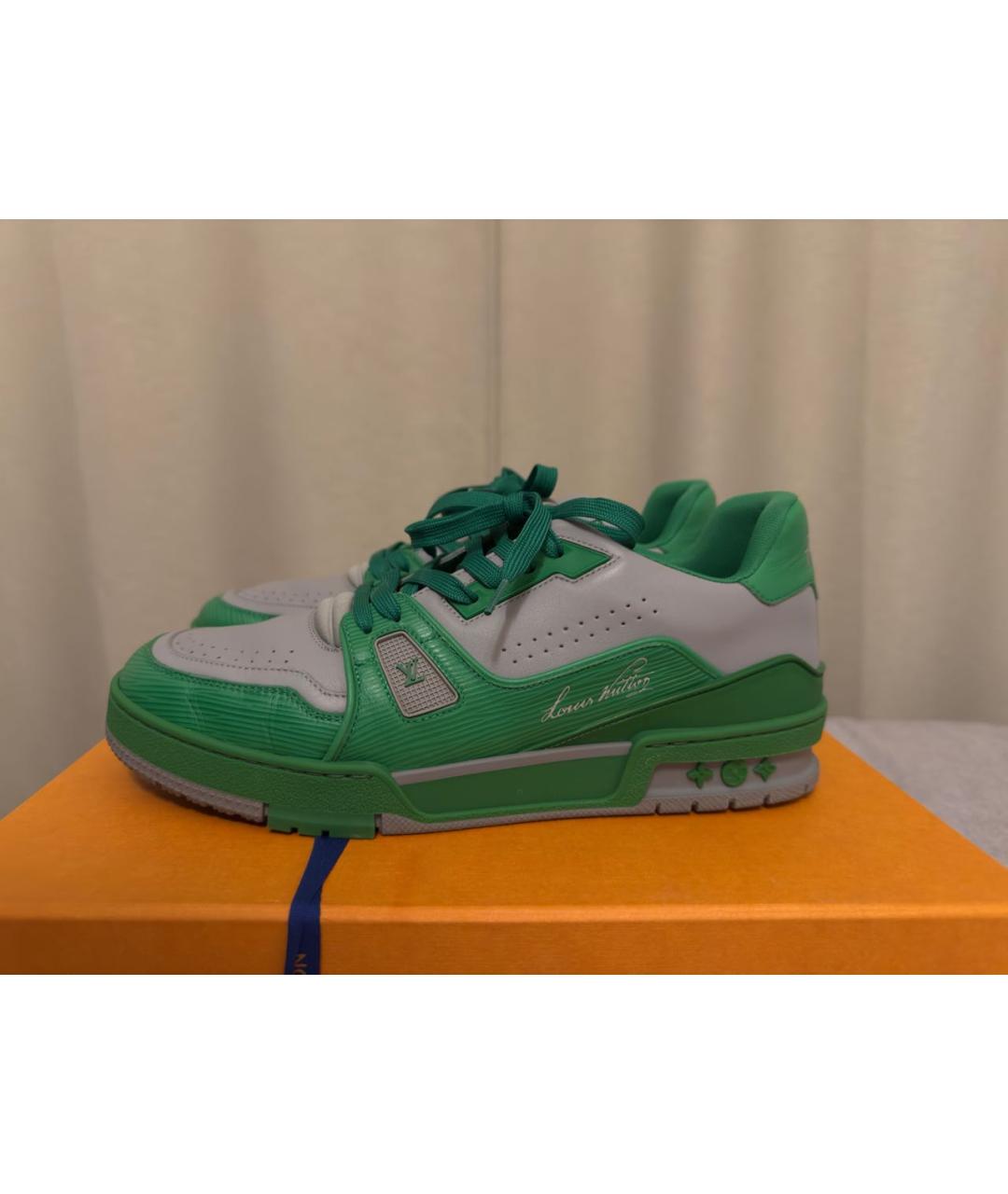 LOUIS VUITTON Серые кожаные низкие кроссовки / кеды, фото 6