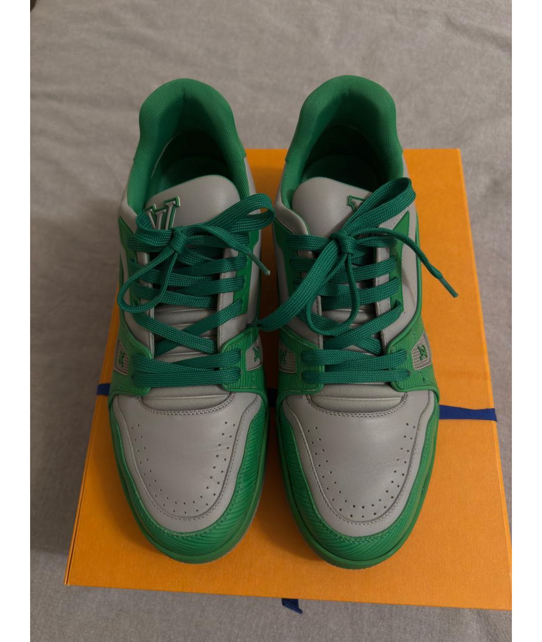 LOUIS VUITTON Серые кожаные низкие кроссовки / кеды, фото 2