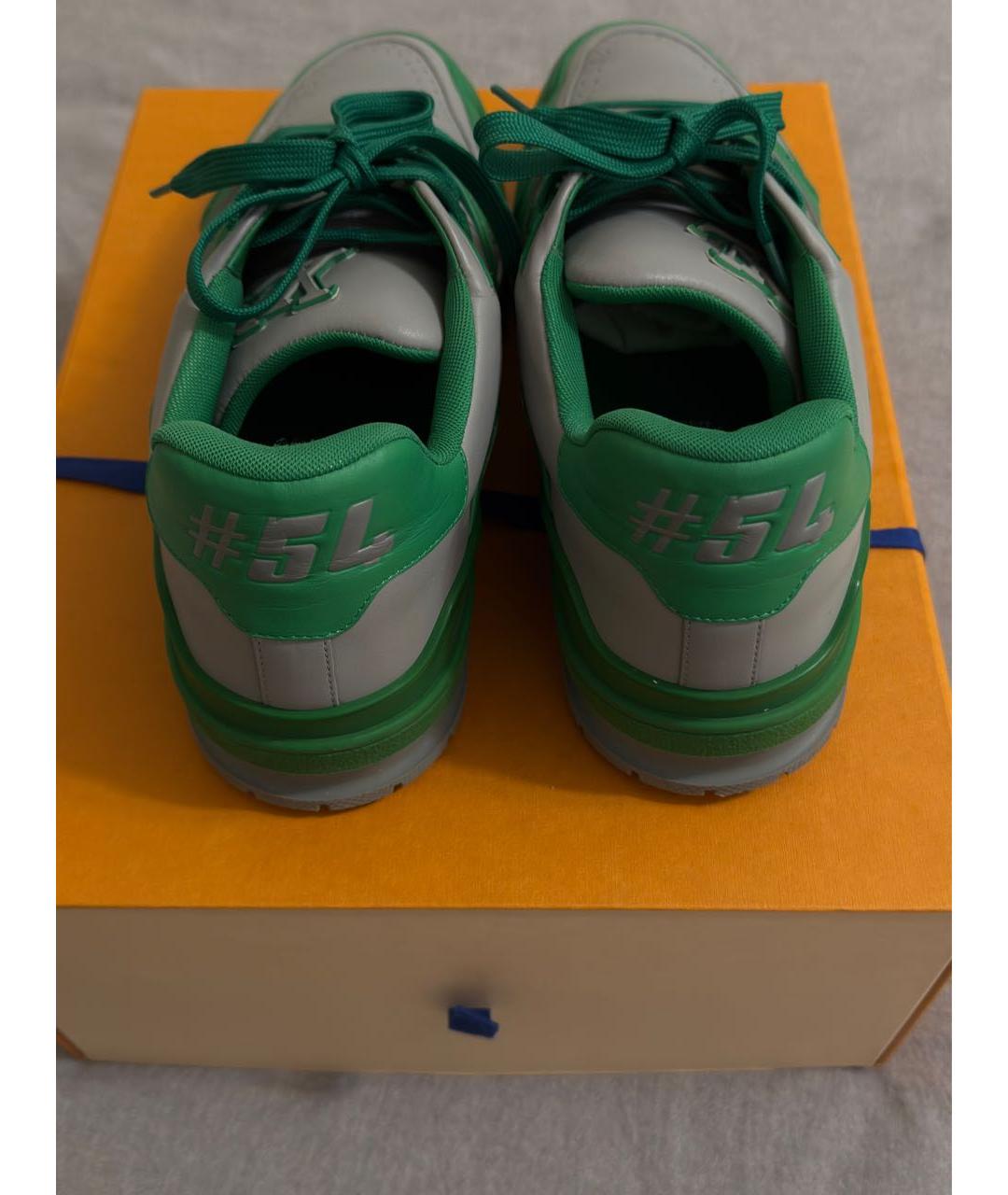 LOUIS VUITTON Серые кожаные низкие кроссовки / кеды, фото 3