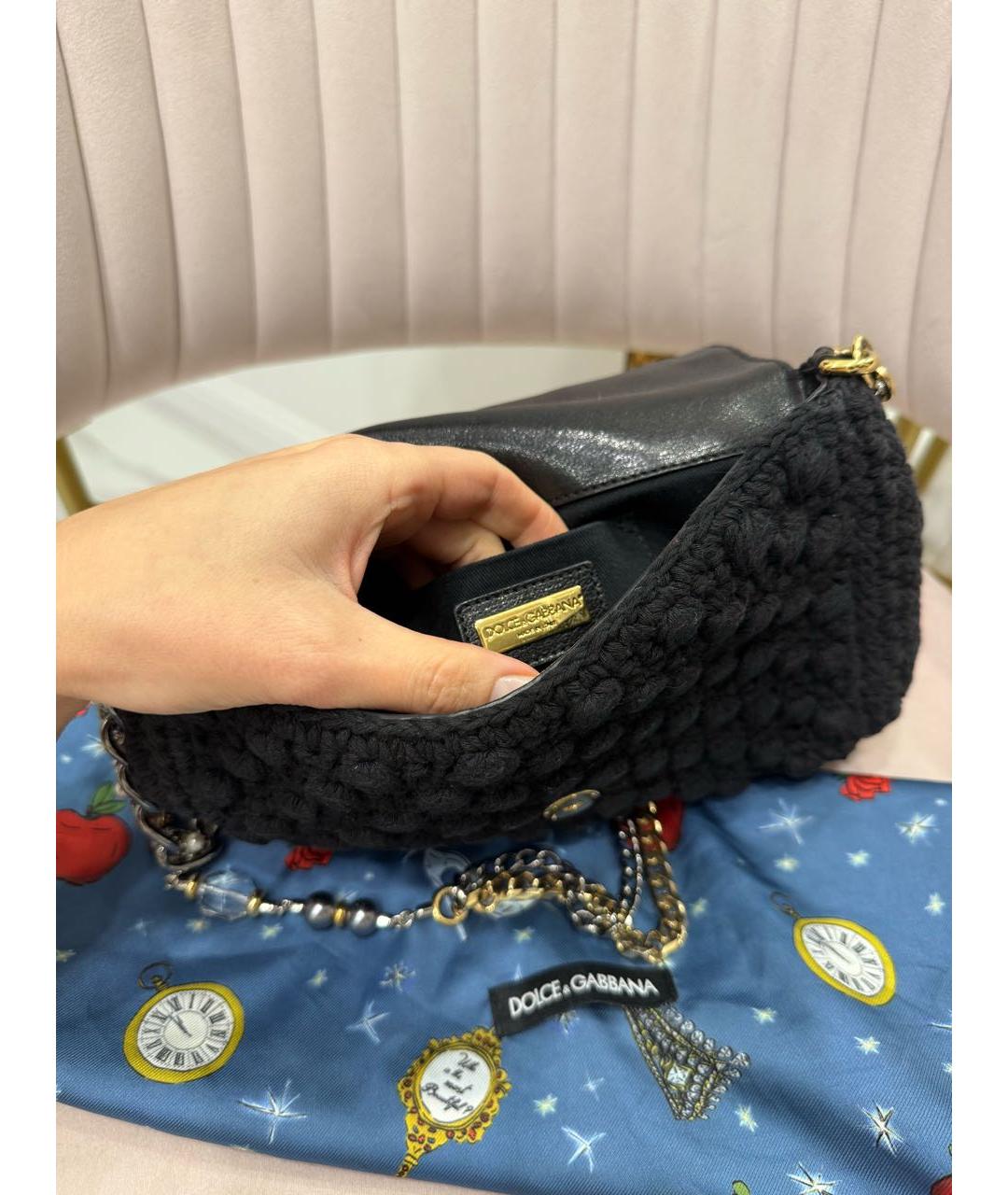 DOLCE&GABBANA Черная тканевая сумка тоут, фото 3