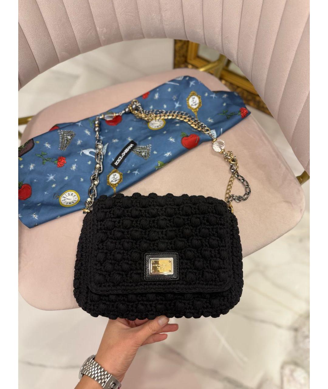 DOLCE&GABBANA Черная тканевая сумка тоут, фото 9