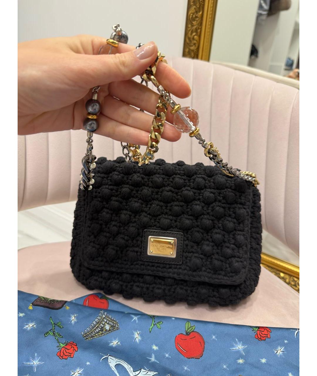 DOLCE&GABBANA Черная тканевая сумка тоут, фото 8