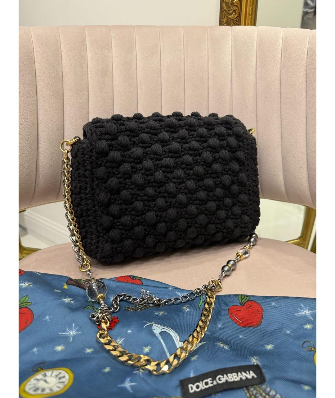 DOLCE&GABBANA Черная тканевая сумка тоут, фото 6